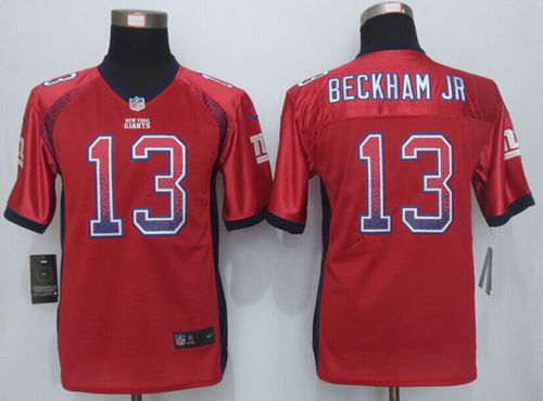 Nike Giants #13 Odell Beckham Jr Red Alternate Youth Stitched NFL Elite Drift Fashion Jersey - Click Image to Close